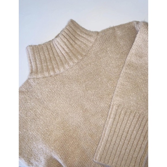 Topshop Sweater Womens Small Beige Chunky Knit Turtleneck Pullover Relaxed - Picture 3 of 10